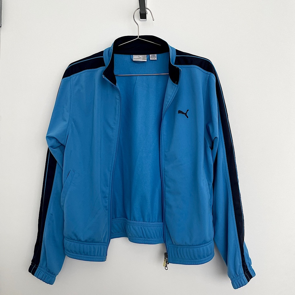 Puma Track Jacket — Light Blue/Navy Blue